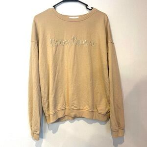 💋Brow Bawse tan khaki crewneck hoodie